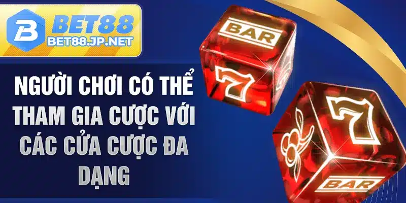 Người chơi có thể tham gia cược với các cửa cược đa dạng